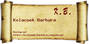 Kolacsek Barbara névjegykártya